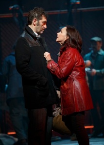 Jimmy Nail as Jackie White and Sally Ann Triplett as his wife Peggy in a scene from the musical. Photo by Joan Marcus.